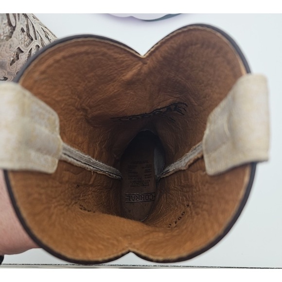 Corral T0021 Cream Glitter Inlay Snip Toe Boots Youth Toddler Wedding Sz 2T *EUC - Picture 8 of 15